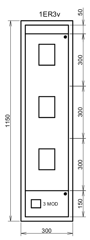 Elektroměrová rozvodnice 1ER3v (elektroměry na výšku skříně)